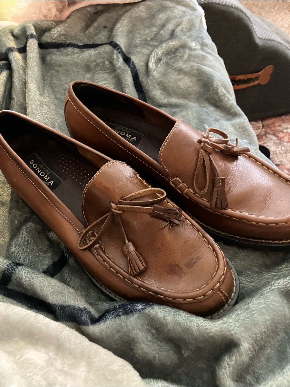 Sonoma Tan Leather Tassel Loafers